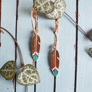 Bohemian Hippie Feather Tribal Hoops Earrings